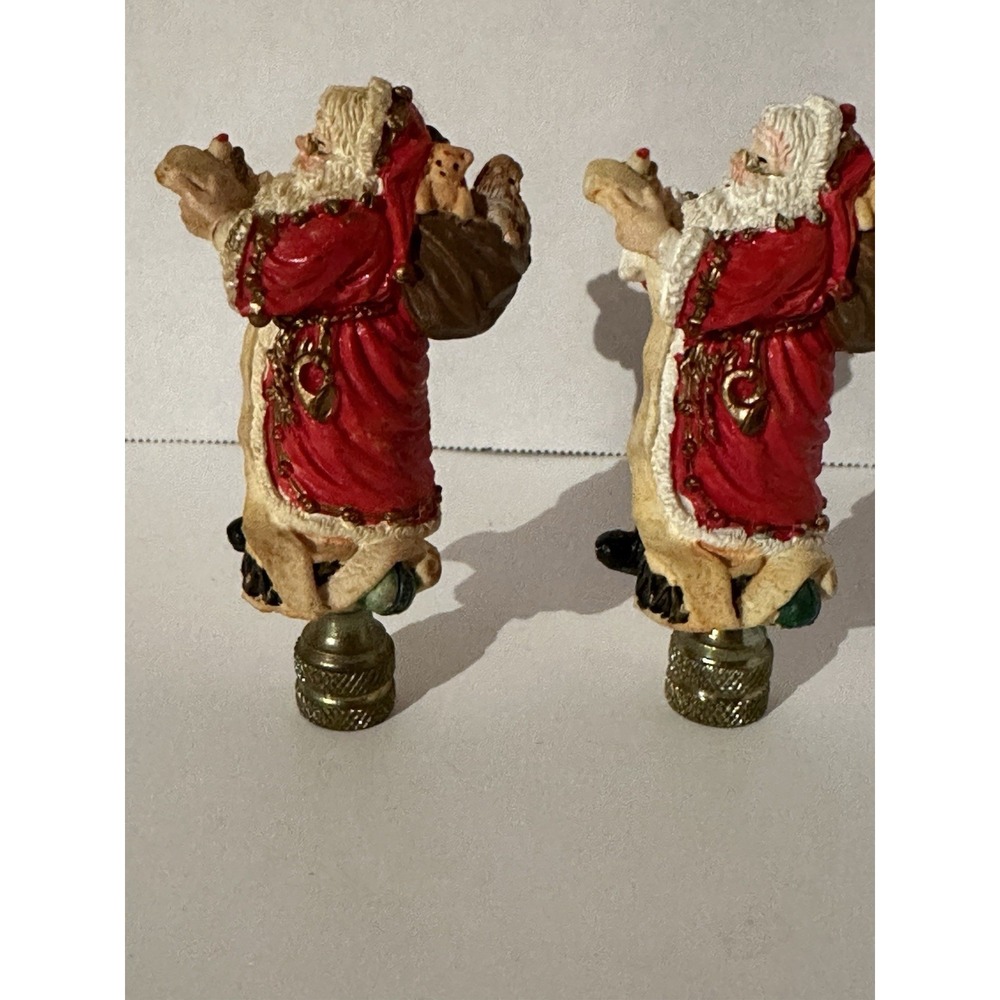 Santa Lamp Fineal Resin Set of 2 Christmas Decor Santa Claus List HTF 3 1/4"